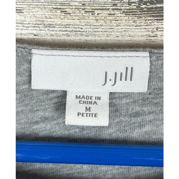 J.Jill Women’s Petite M Gray Purple Floral Lightweight 3/4 Sleeve Soft Boho Top - Picture 4 of 6